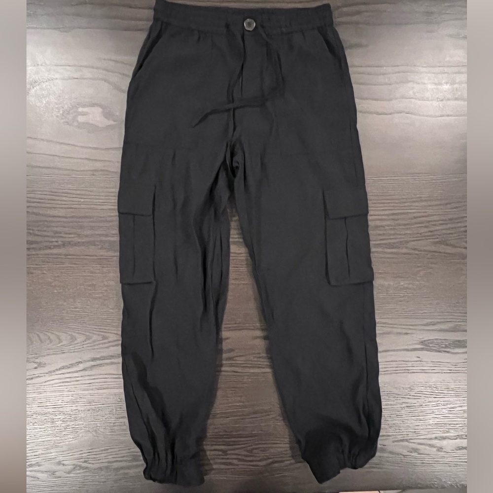 Black Zara Cargo Jogger Pants Size Small
